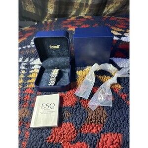 Ladies ESQ Movado Swiss Quartz Movement Dress Watch Crystal Bezel MOP Dial E5413